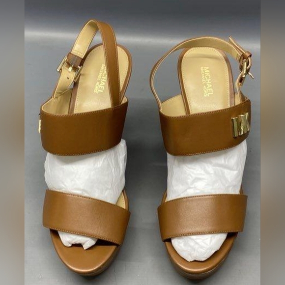 Michael Kors Deanna Brown Leather Wedge Sandals Size 9 NWOT MSRP $155 - Picture 6 of 9